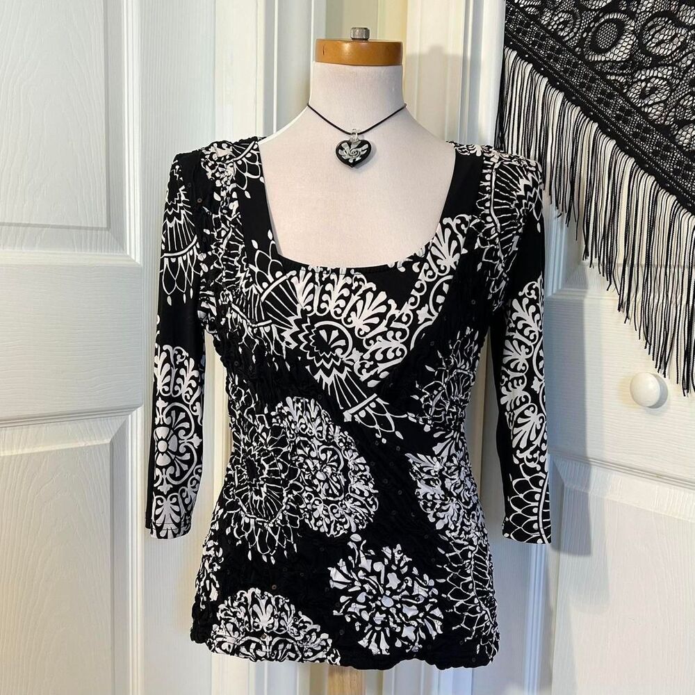Joseph-ribkoff Women's Black and White Blouse